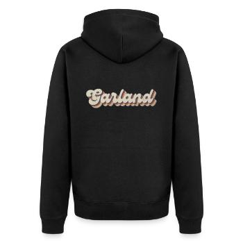 Nostalgic 70s USA City - Vintage Garland - Unisex Premium Organic Zip Hoodie - black - Back - Nico (187cm)