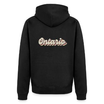 Nostalgic 70s USA City - Vintage Ontario - Unisex Premium Organic Zip Hoodie - black - Back - Nico (187cm)