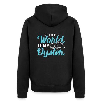 The World is My Oyster Oysters - Unisex Premium Organic Zip Hoodie - black - Back - Nico (187cm)