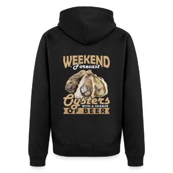 Weekend Forecast Oysters with a Chance of Austern - Unisex Premium Organic Zip Hoodie - black - Back - Nico (187cm)