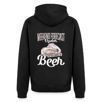 Weekend Forecast Oysters with a Chance of Austern - Unisex Premium Organic Zip Hoodie - black - Back - Nico (187cm)