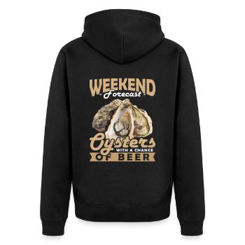 Weekend Forecast Oysters with a Chance of Austern - Unisex Premium Organic Zip Hoodie - black - Back - Nico (187cm)