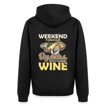 Weekend Forecast Oysters with a Chance of Austern - Unisex Premium Organic Zip Hoodie - black - Back - Nico (187cm)