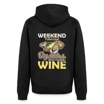 Weekend Forecast Oysters with a Chance of Austern - Unisex Premium Organic Zip Hoodie - black - Back - Nico (187cm)