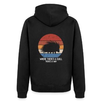 Stachelschweine Designs für Tierliebhaber Nagetier - Unisex Premium Bio Zip Hoodie - Schwarz - Hinten - Nico (187cm)