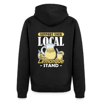 Support your Local Lemonade Stand Limonadenstand - Unisex Premium Bio Zip Hoodie - Schwarz - Hinten - Nico (187cm)
