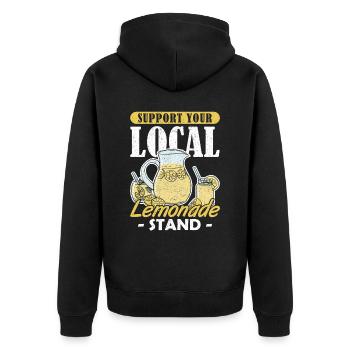 Support your Local Lemonade Stand Limonadenstand - Unisex Premium Bio Zip Hoodie - Schwarz - Hinten - Nico (187cm)