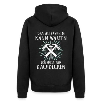 Dachdecker Sprüche Dachdecken - Unisex Premium Bio Zip Hoodie - Schwarz - Hinten - Nico (187cm)