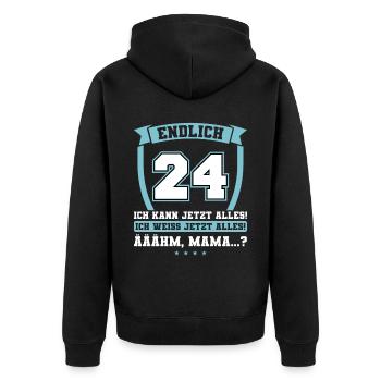Endlich 24 - Ich kann jetzt alles - 24. Geburtstag - Unisex Premium Bio Zip Hoodie - Schwarz - Hinten - Nico (187cm)