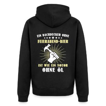 Dachdecker Sprüche Dachdecken - Unisex Premium Bio Zip Hoodie - Schwarz - Hinten - Nico (187cm)