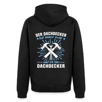 Dachdecker Sprüche Dachdecken - Unisex Premium Bio Zip Hoodie - Schwarz - Hinten - Nico (187cm)