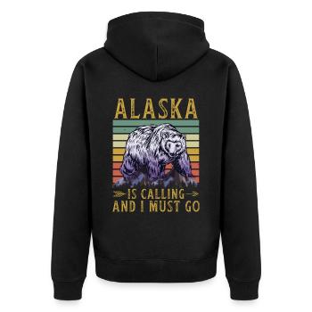 Alaska Geschenk Kinder Herren Damen USA Natur Eis - Unisex Premium Bio Zip Hoodie - Schwarz - Hinten - Nico (187cm)