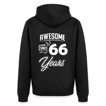 66th Birthday Gift Birthday Vintage april - Unisex Premium Organic Zip Hoodie - black - Back - Nico (187cm)