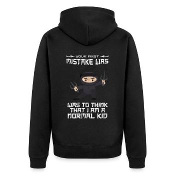 Ninja Ninjutsu Judo Katana Kids Shuriken Warrior - Unisex Premium Organic Zip Hoodie - black - Back - Nico (187cm)