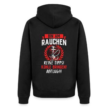 Shisha Geschenk für Wasserpfeife Shishabar Pfeife - Unisex Premium Bio Zip Hoodie - Schwarz - Hinten - Nico (187cm)