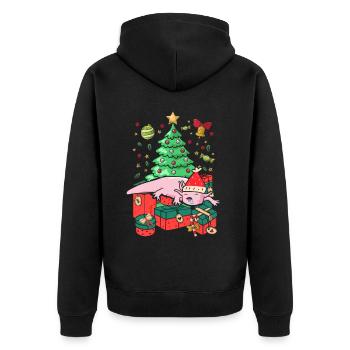 Christmas Axolotl Ugly Christmas Gift Xmas - Unisex Premium Organic Zip Hoodie - black - Back - Nico (187cm)