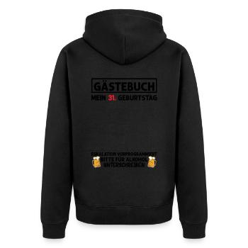 Gästebuch 31. Geburtstag Mann Frau 31 Jahre - Unisex Premium Bio Zip Hoodie - Schwarz - Hinten - Nico (187cm)