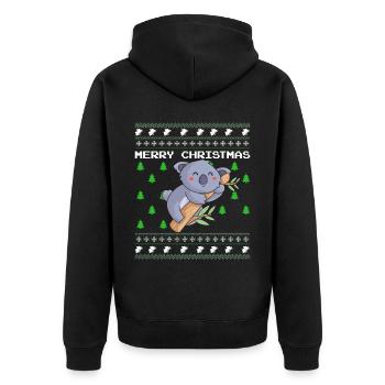 Ugly Christmas Sweater Koala - Unisex Premium Organic Zip Hoodie - black - Back - Nico (187cm)
