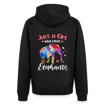 Elephant Gift For Proboscis Africa Wilderness Zoo - Unisex Premium Organic Zip Hoodie - black - Back - Nico (187cm)