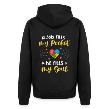 Autism - Unisex Premium Organic Zip Hoodie - black - Back - Nico (187cm)