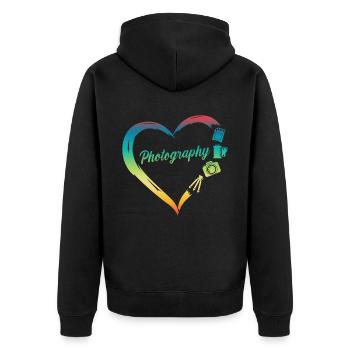 Photography Camera Lens - Unisex Premium Bio Zip Hoodie - Schwarz - Hinten - Nico (187cm)