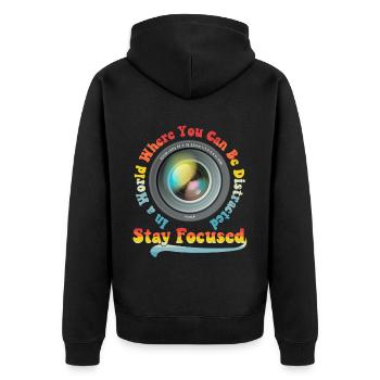 Photography Camera Lens Retro In A - Unisex Premium Bio Zip Hoodie - Schwarz - Hinten - Nico (187cm)