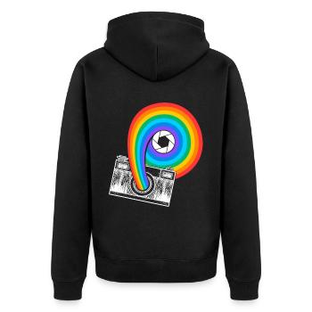 Photography Camera Lens Retro - Unisex Premium Bio Zip Hoodie - Schwarz - Hinten - Nico (187cm)