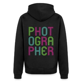 Photography Camera Lens Retro - Unisex Premium Bio Zip Hoodie - Schwarz - Hinten - Nico (187cm)