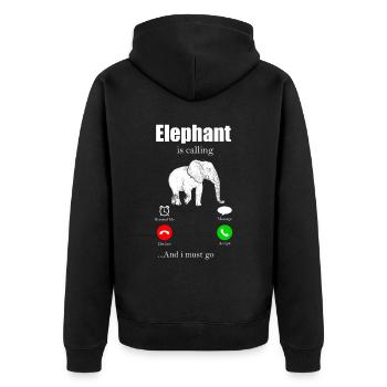 Elephant Elephant Elephant Proboscis Zoo Circus - Unisex Premium Organic Zip Hoodie - black - Back - Nico (187cm)
