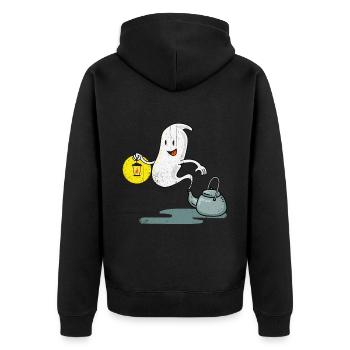Halloween Tshirt Halloweenparty Mörder Killer Tod - Unisex Premium Bio Zip Hoodie - Schwarz - Hinten - Nico (187cm)