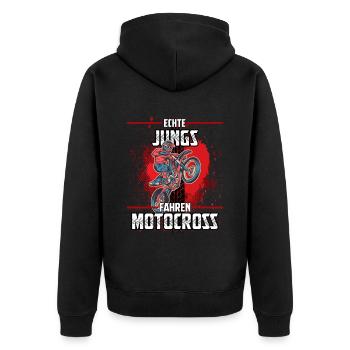 Motocross Enduro Offroad Dirt Bike Superbike Motor - Unisex Premium Bio Zip Hoodie - Schwarz - Hinten - Nico (187cm)