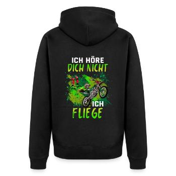Motocross Geschenk Für Enduro Supermoto Dirt Bike - Unisex Premium Bio Zip Hoodie - Schwarz - Hinten - Nico (187cm)