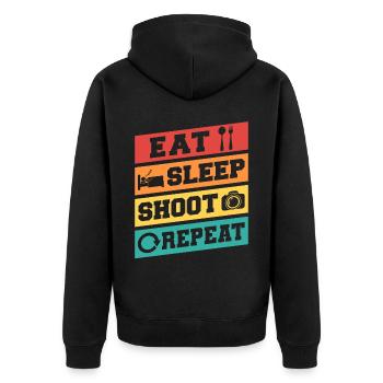 Photography Camera Lens Retro - Unisex Premium Bio Zip Hoodie - Schwarz - Hinten - Nico (187cm)