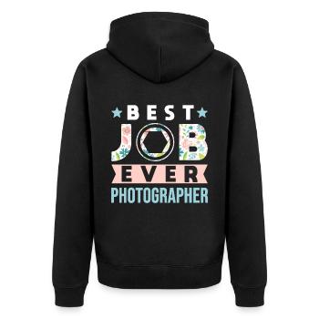 Photography Camera Lens Flowers - Unisex Premium Bio Zip Hoodie - Schwarz - Hinten - Nico (187cm)