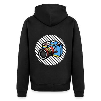 Photography Camera Lens Retro - Unisex Premium Bio Zip Hoodie - Schwarz - Hinten - Nico (187cm)