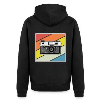 Photography Camera Lens Retro - Unisex Premium Bio Zip Hoodie - Schwarz - Hinten - Nico (187cm)