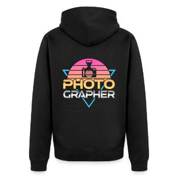 Photography Camera Lens Retro - Unisex Premium Bio Zip Hoodie - Schwarz - Hinten - Nico (187cm)