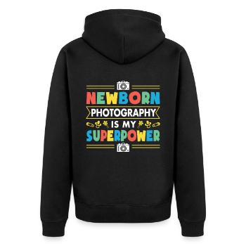 Photography Camera Lens Retro - Unisex Premium Bio Zip Hoodie - Schwarz - Hinten - Nico (187cm)