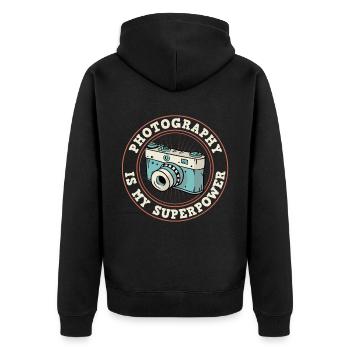 Photography Camera Lens Retro - Unisex Premium Bio Zip Hoodie - Schwarz - Hinten - Nico (187cm)