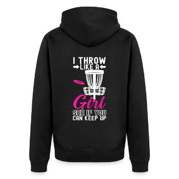 Disc Golf Disc Golfer - Unisex Premium Bio Zip Hoodie - Schwarz - Hinten - Nico (187cm)