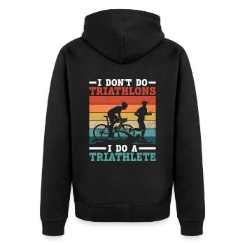 Cadeau de triathlète d’entraînement de triathlon - Veste à capuche bio Premium Unisexe - noir - Dos - Nico (187cm)