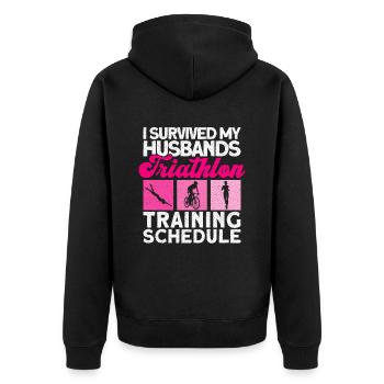 Triathlon Training Frauen Triathlet Geschenk - Unisex Premium Bio Zip Hoodie - Schwarz - Hinten - Nico (187cm)