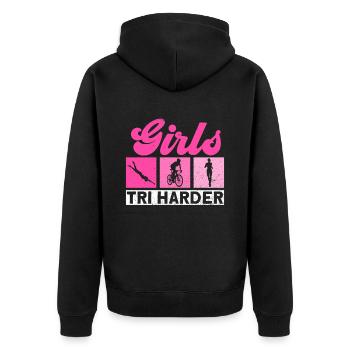 Girls Tri - Triathlète d’entraînement de triathlon - Veste à capuche bio Premium Unisexe - noir - Dos - Nico (187cm)