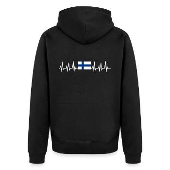 Finnland Geschenk Urlaub Lappland Heimat Finne - Unisex Premium Bio Zip Hoodie - Schwarz - Hinten - Nico (187cm)