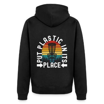 Disc Golf Disc Golfer - Unisex Premium Bio Zip Hoodie - Schwarz - Hinten - Nico (187cm)