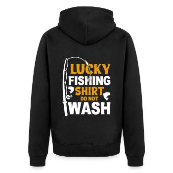 La chemise lucky Fishing ne se lave pas - Veste à capuche bio Premium Unisexe - noir - Dos - Nico (187cm)