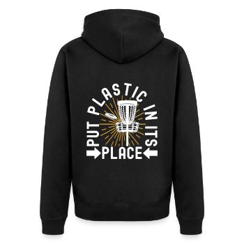 Disc Golf Disc Golfer - Unisex Premium Bio Zip Hoodie - Schwarz - Hinten - Nico (187cm)