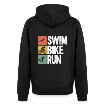 Natation Cyclisme Course à pied - Entraînement au triathlon - Veste à capuche bio Premium Unisexe - noir - Dos - Nico (187cm)