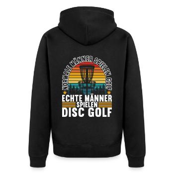 Disc Golf Disc Golfer - Unisex Premium Bio Zip Hoodie - Schwarz - Hinten - Nico (187cm)