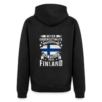 Finnland Tshirt Finland Skandinavien - Unisex Premium Bio Zip Hoodie - Schwarz - Hinten - Nico (187cm)